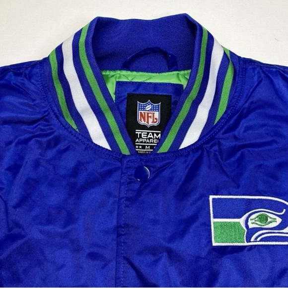 NFL Team Apparel Seattle Seahawks Throwback Varsity Blue Jacket Size S Retro 12 - Picture 3 of 4